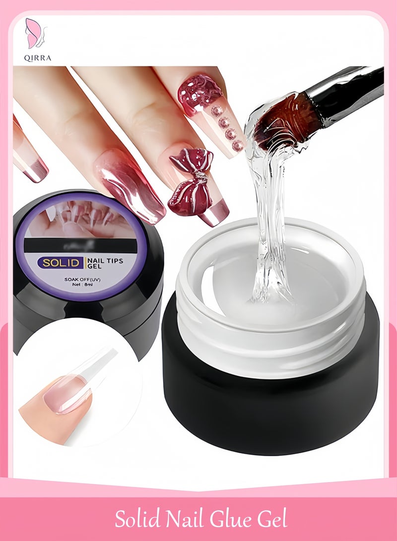 QIRRA Solid Nail Glue Gel for Press On Nails, Clear UV Nail Gel for Nail Extension and 3D Nail Art, Strong Hold, No Mess, DIY and Salon Use - Image 1